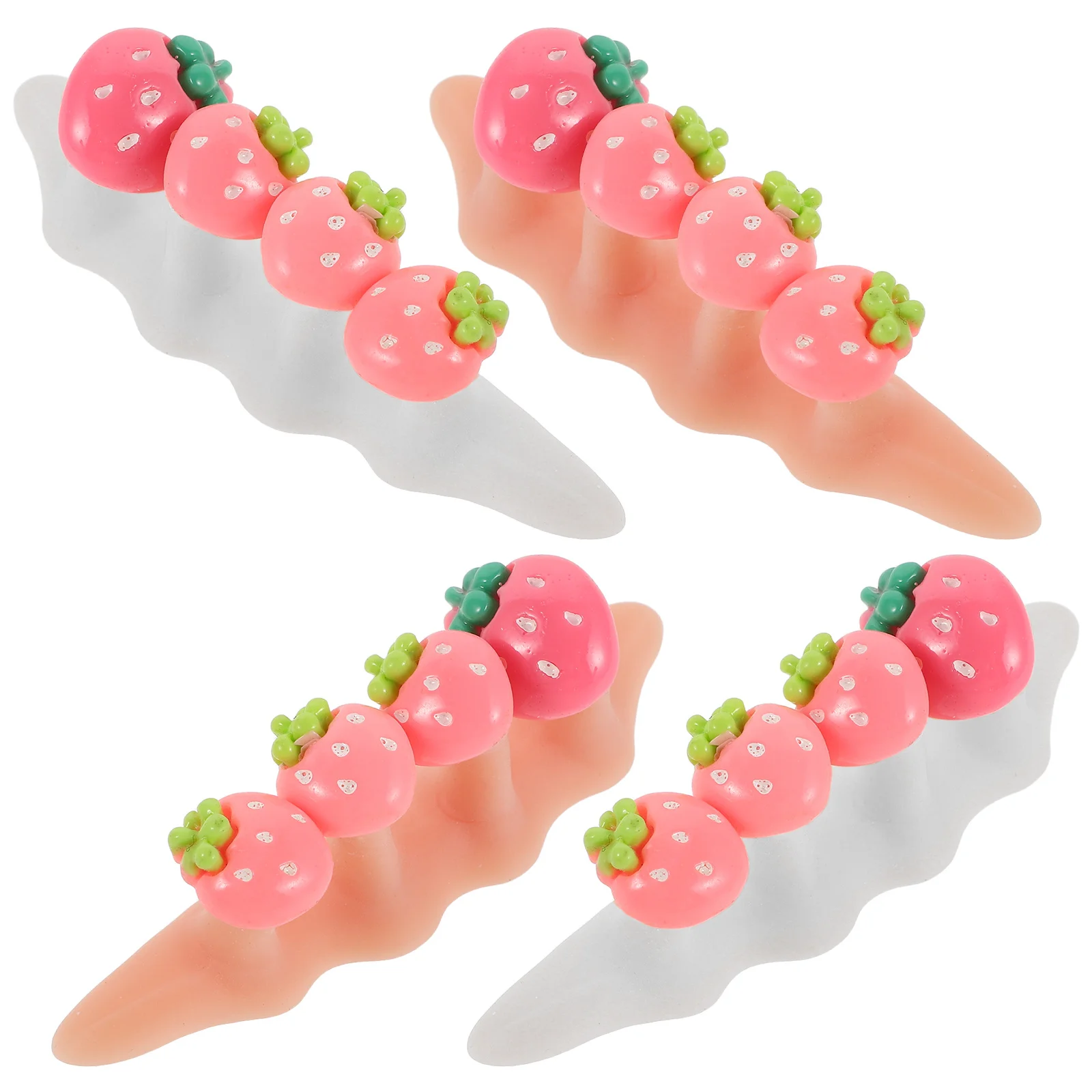 

2 комплекта силиконовых разделителей пальцев ног, клубнично-белые, бежевые, мягкие прокладки для педикюра для выравнивания ногтей, домашнего использования в салоне