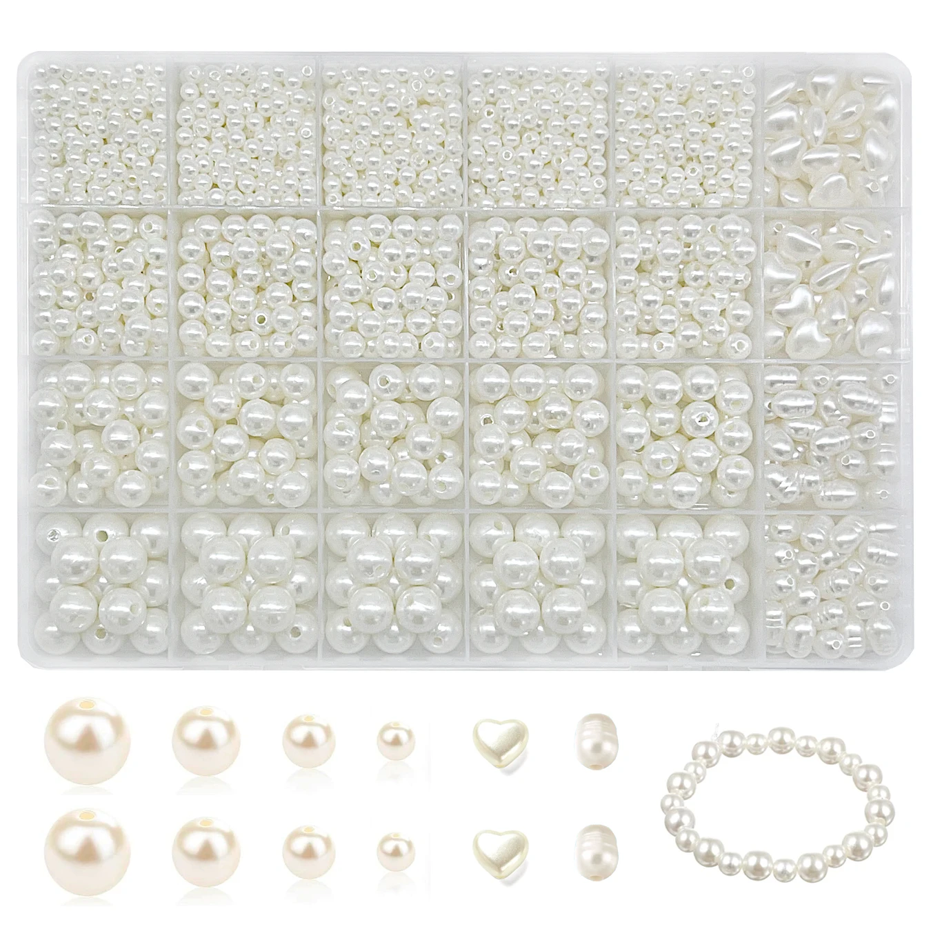 1610pcs Baroque Imitation Pearl Beads Jewelry Making Kit includes Heart Shape and Oval Pearl for Bracelet Necklace and Crafts Ma