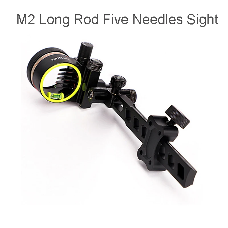 M2 Fine-tuning Five Needles Sight Compound Bow Quick-tuning Aiming Scope Short/Long Rod for Selection