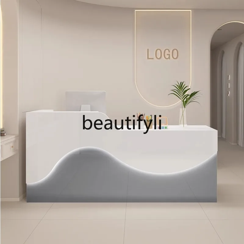 현대적인 래커 바 테이블 회사 프런트 데스크 접수 계산대 소형 이발소 미용실 카운터