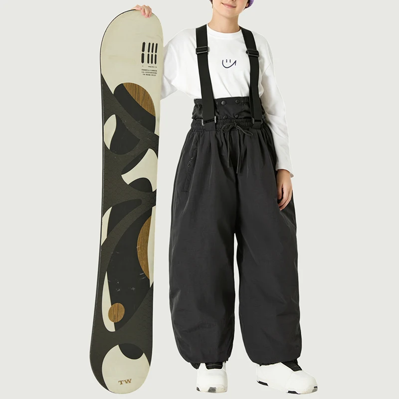 Outdoor Winter Warm Girls Snow Pants Outdoor Sport Mountain Boys Skiing Bib Trousers Waterproof Loose Children Snowbaord Clothes