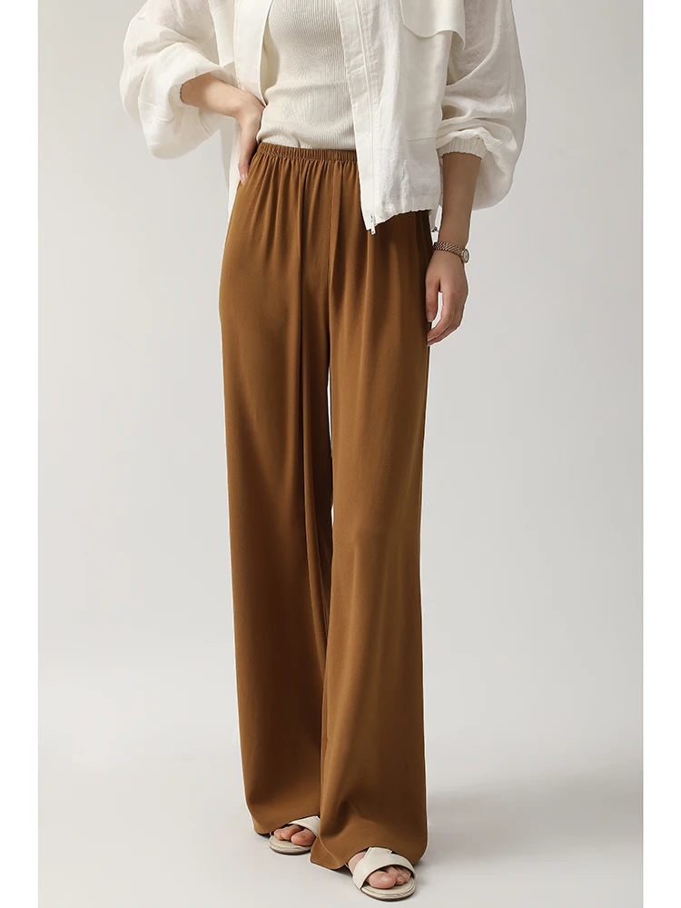 

Masjm Comfortable Airy Wide Leg Pants Slimming Effect Feel like Nothing Korean Sle Commute Thin Polyester Triacetate Fiber