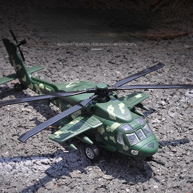 Black Hawk Armed Helicopter Simulation Sound Light alloy model Display Ornaments Gifts Collection FJ20