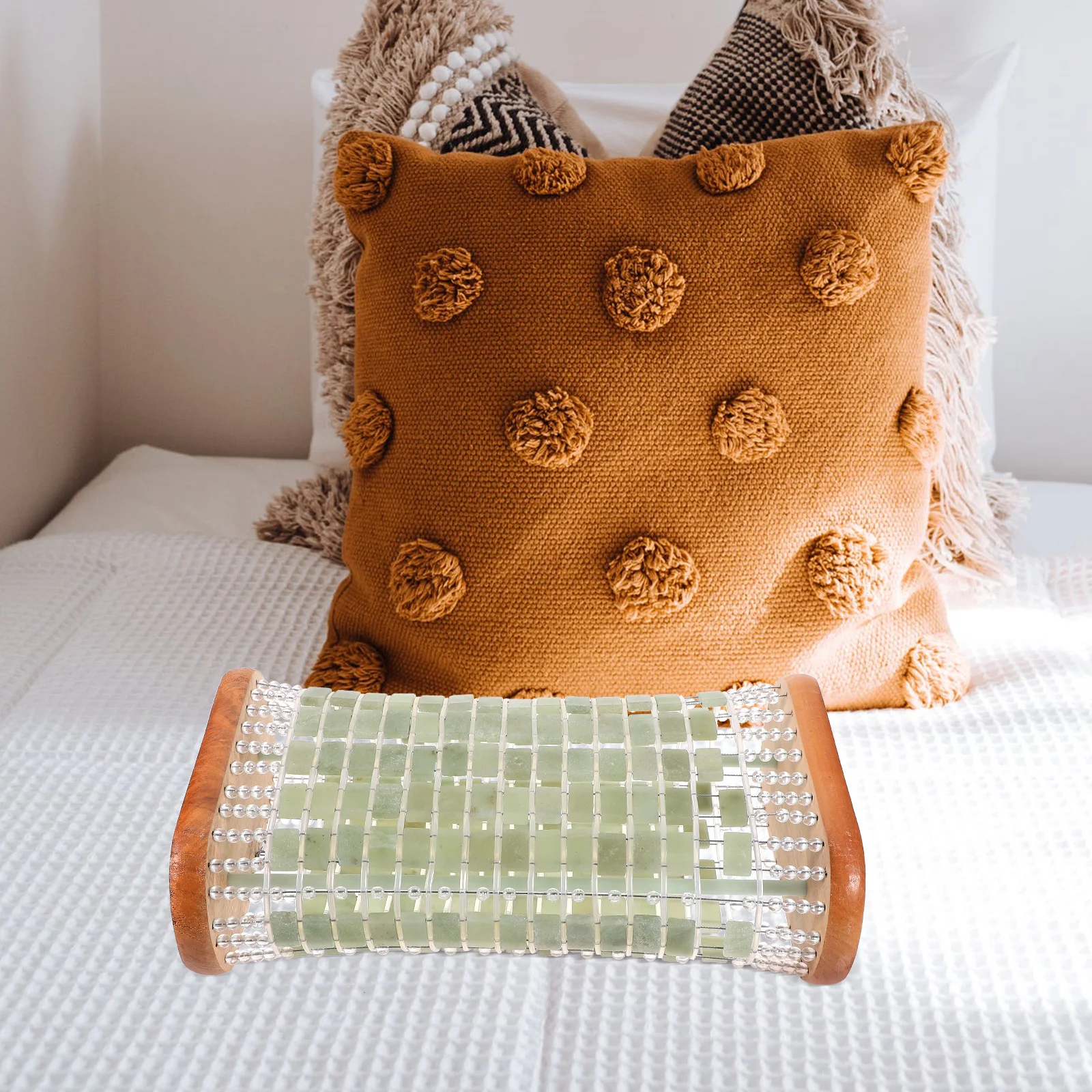 

Jade Pillow 28.5x16.5x8cm Cooling Bed Pillows Wood Vintage Hotel Breathable Sleep Comfort Summer Home Dorm Spa Beauty