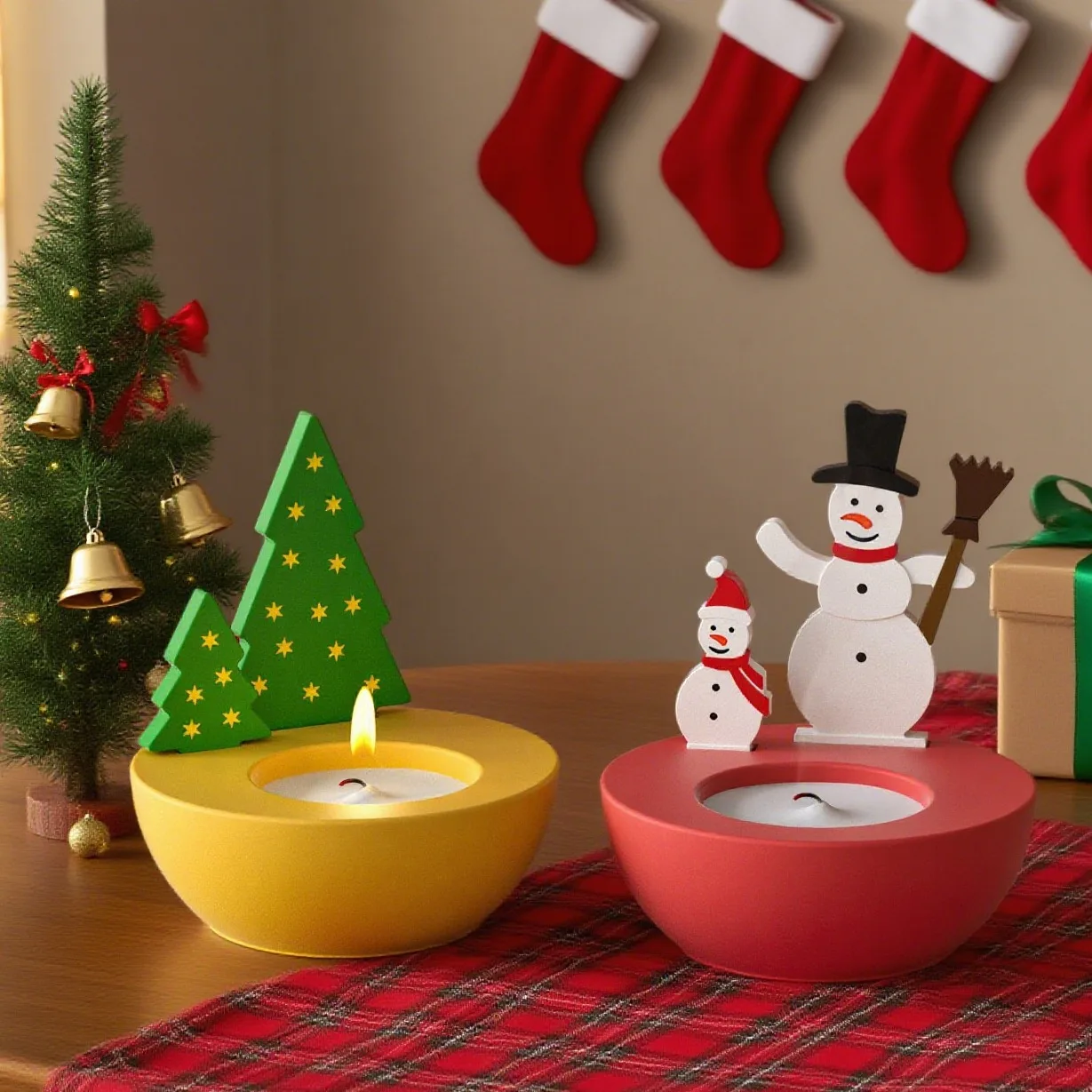 Tealight Holder Mould Environmentally Friendly Christmas Tree Mold House Candlestick Mold Safe for Candle Making Home Diy Holida