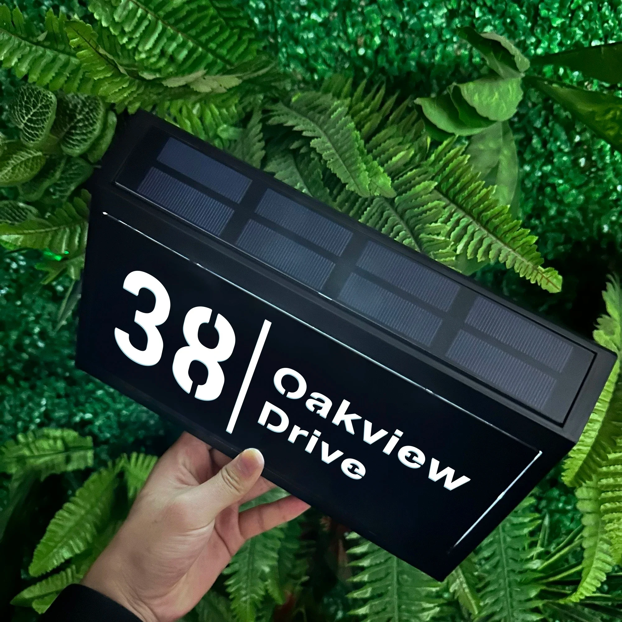 Custom Solar Powered LED Address Plaque, Modern Acrylic House Number Plate, Durable Outdoor Waterproof Door & Wall Sign