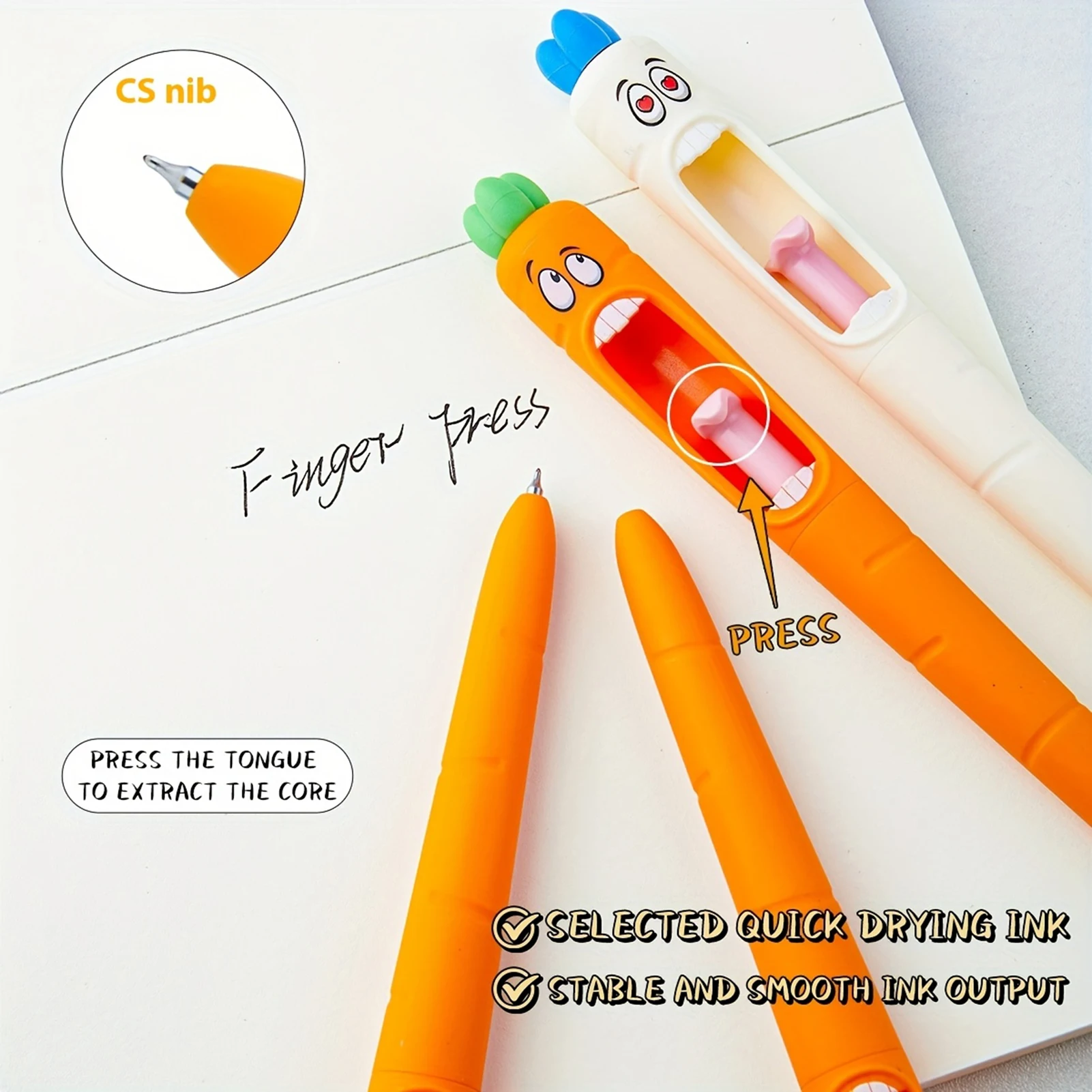 4 قطعة/صندوق الخضار والجزر هلام القلم القرطاسية الكرتون لطيف التعبير الإبداعية مدرسة مكتب هدية لوازم جميل القلم Kawaii