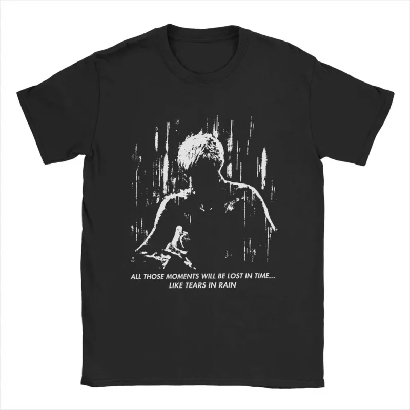 Crazy blade runner like tears in rain T-shirts for men crew neck pure cotton t shirts short sleeve tees graphic printed tops