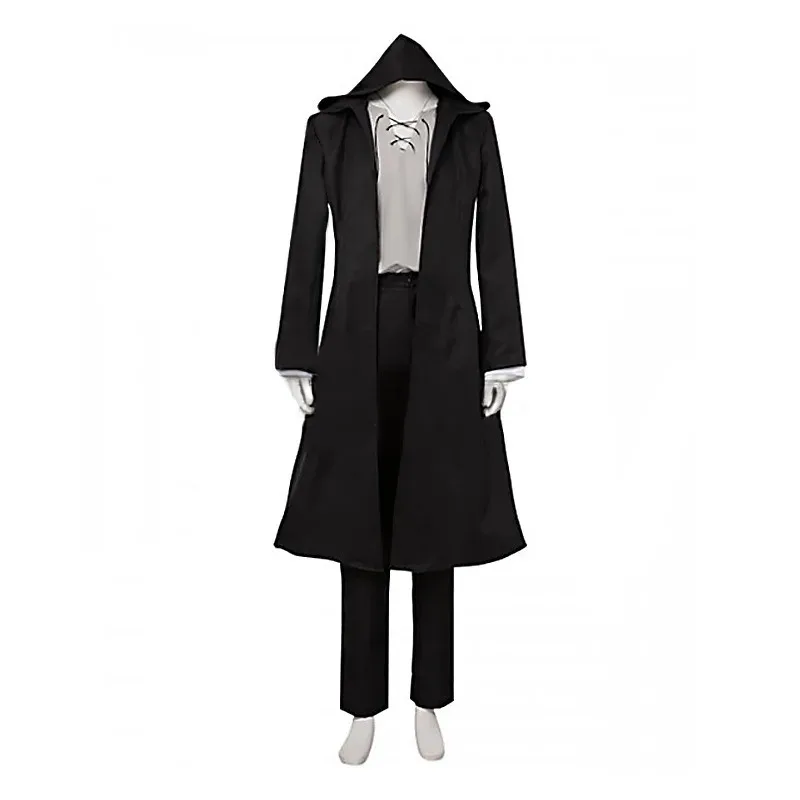 예거 애니메이션 타이탄 의상 가발 코스프레 에렌 예거 블랙 후드 트렌치 티셔츠 바지 할로윈 의상 sk;m1