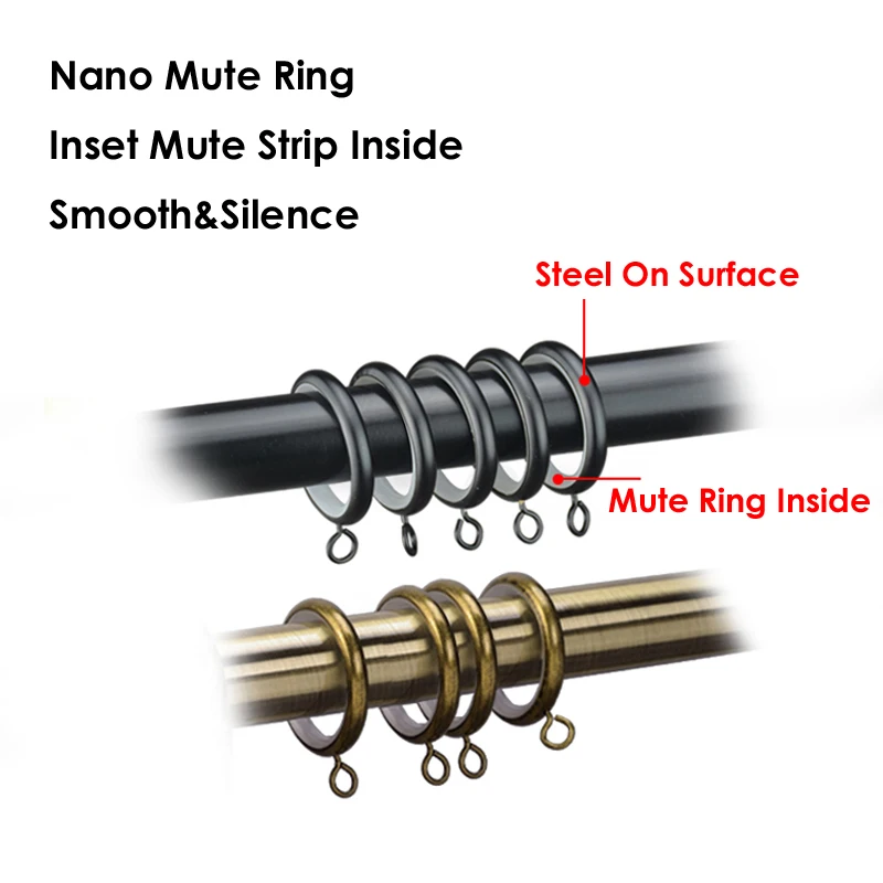 Sungshida 40Pack Brass Eyelet Steel Curtain Rings Mute Ring Inside Curtain Accessories For 19-28mm/0.75-1.125IN Diameter Rods