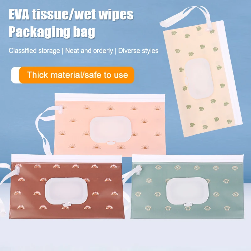 1 PCS EVA Portable Snap-Strap Tissue Box Wet Wipes Bag Flip Cover Cosmetic Pouch Outdoor Useful Baby Stroller Accessories
