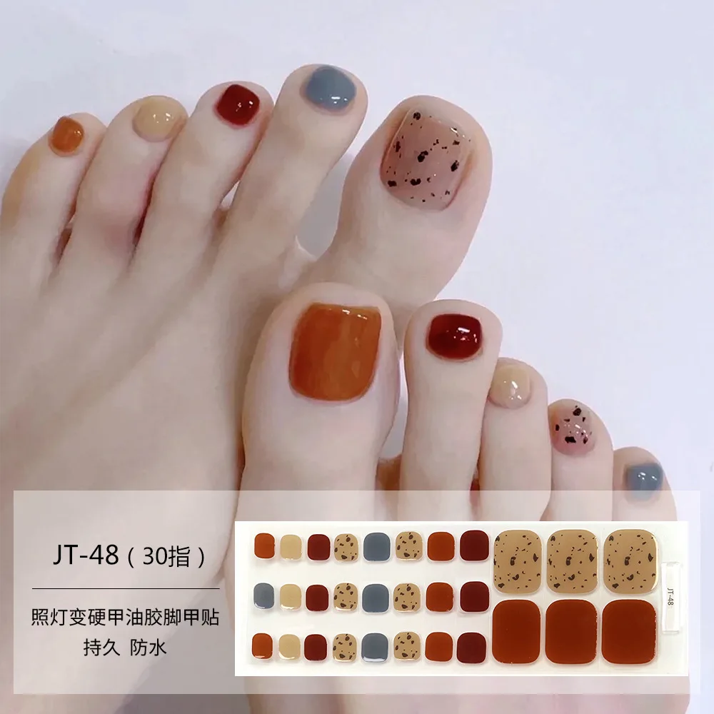 Zomer Semi-uithardbare UV Gel Teennagel Sticker Fonkelende Pure Groene Ui Springen Kleur Semi-gebakken Teennagel Gel manicure Sticker