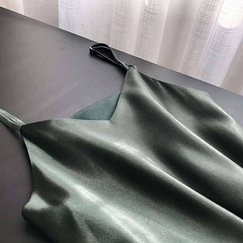 Ladies Satin Milk Party Dress Women Clothing Sleeveless Backless Elegant Bodycon Dresses A-line Green Boho Dress Sexy Clubwear