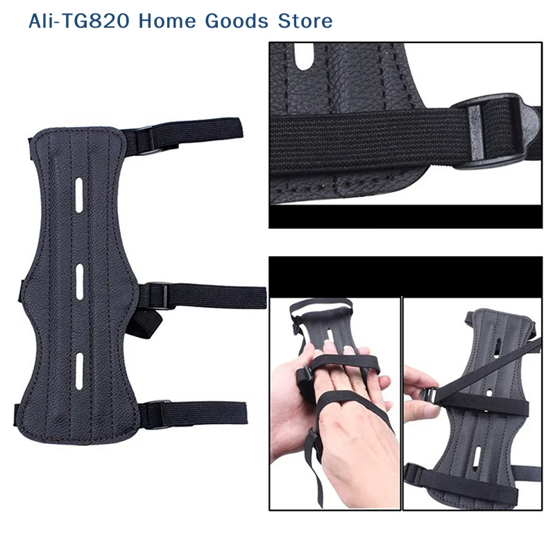 [TG820]Leather Archery Equipment Arm Guard 3 Straps Protection Forearm Safe Adjustable Bow Arrow Hunting  Training Accessories