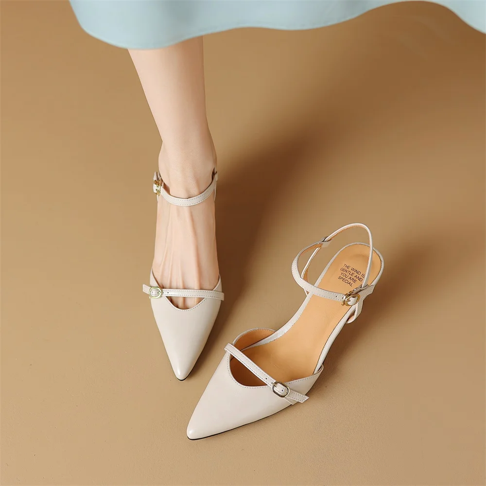 Taoffen Summer Modern Sandals For Women Pointed toe Thin Heels High Heels Ankle Strap Buckle Ladies Shoes Female Elegant Shoes