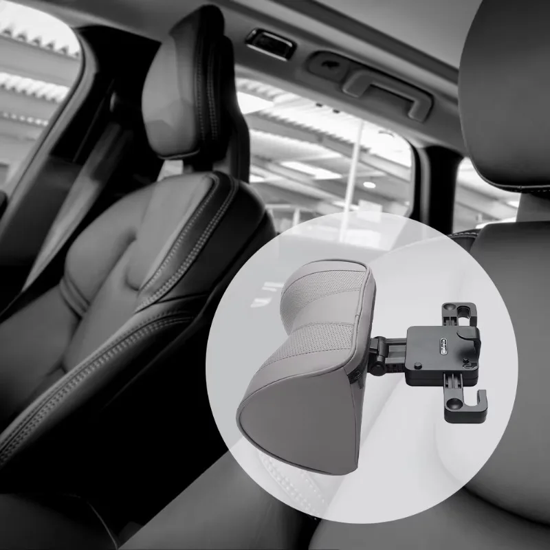 

Car Mechanical Headrest Thickened Soft Leather Support Cervical Foldable with Hook Car Universal Seat Cushion Headrest