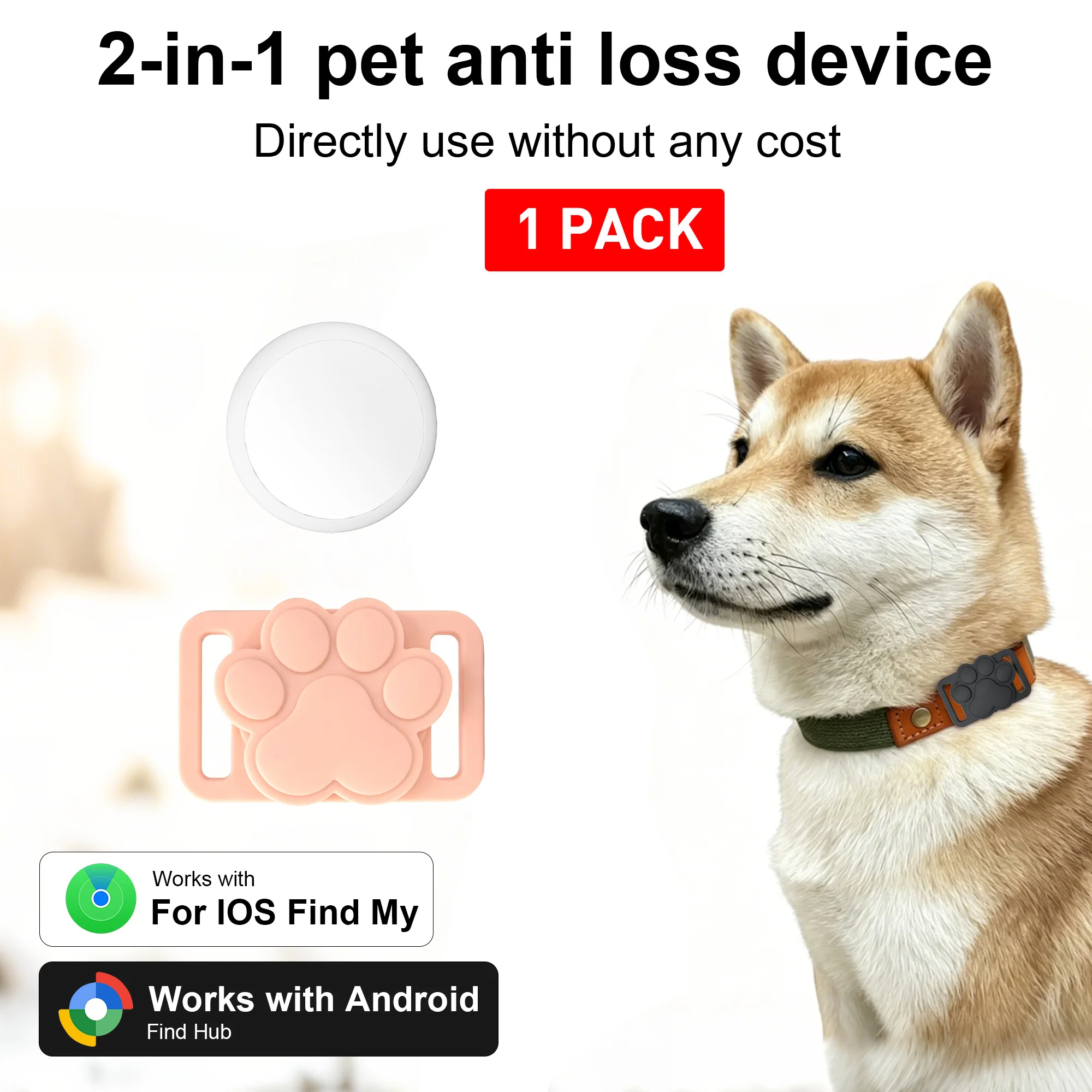 Dual-System Pet Tracker Anti-Loss Locator GPS Positioning Device for Cats And Dogs Medium to Large Breeds