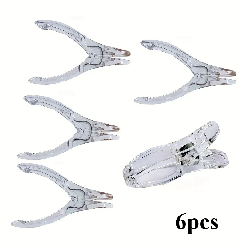 6pcs Sturdy Transparent Plastic Clips, Securely Drying Clothes, Suitable for Towels and Home Laundry Needs