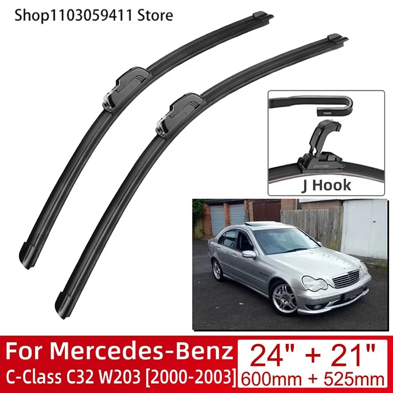 

For Mercedes-Benz C-Class C32 W203 2000-2003 24"+21" Car Accessories Front Windscreen Wiper Blade Brushes Wipers U Type J Hooks