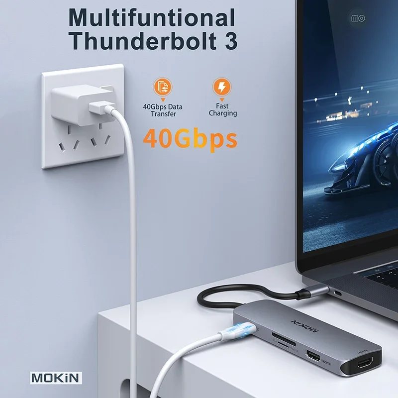 MOKiN Dual 4K HDMI USB-C Hub Docking Station: Unleash the Potential of Laptop, MacBook, iPad M1/M2 - 3 x USB 3.0, SD/TF, PD