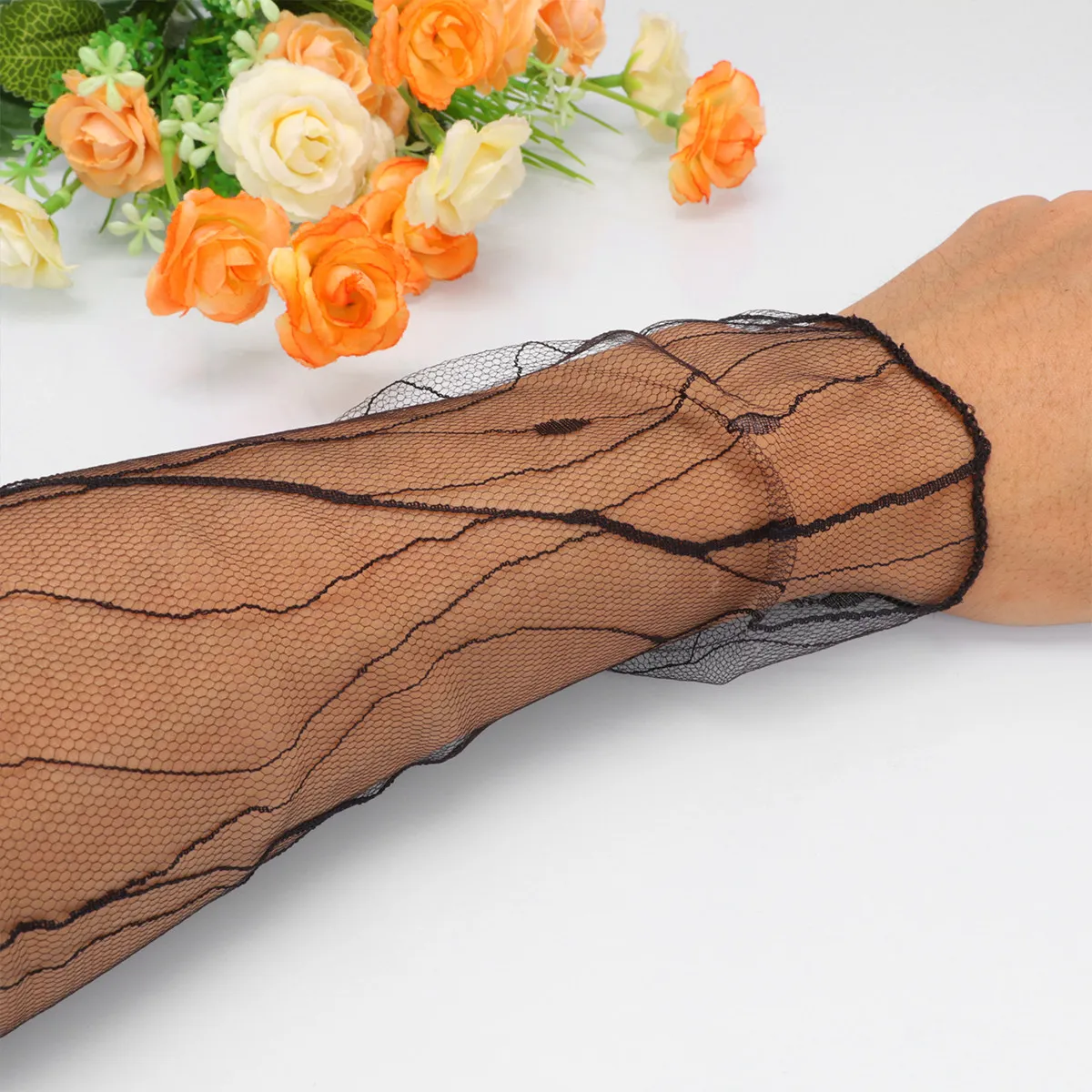 

3Pcs Sun Protection Arm Sleeves Pattern Lace Uv Cooling Fingerless Sleeves for Outdoor Sports Cycling Running Yoga