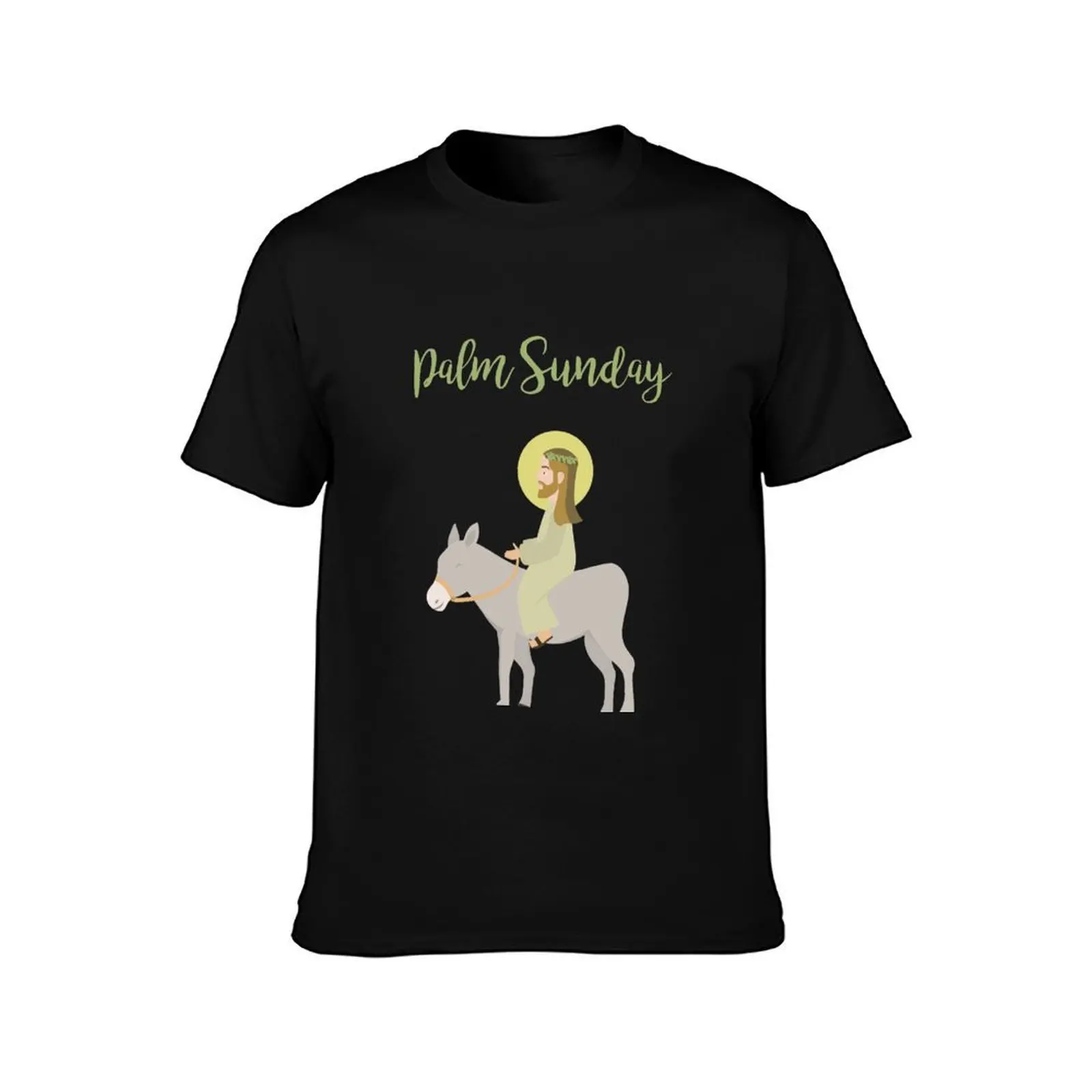 Jesus Riding Donkey Palm Sunday T-Shirt Summer Casual Cotton Tee Oversized Streetwear Tops Vintage Graphic Print 100% Cotton