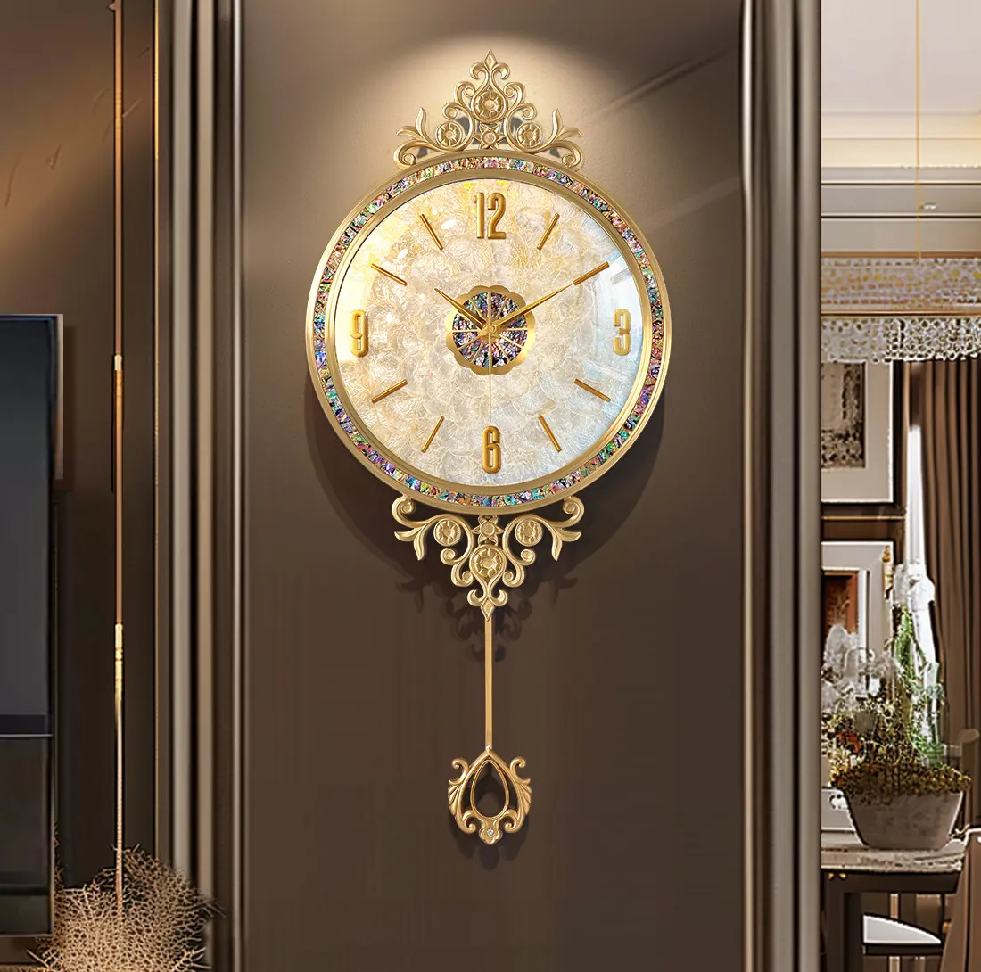 European shell wall clock loudspeaker mute needle display quartz clock luxury high-end décoration maison luxe decoration home