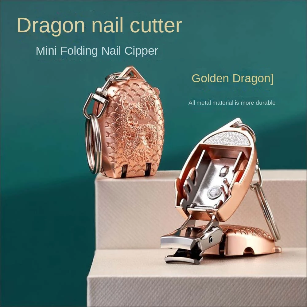 

Stainless Steel Mini Nail Clipper Keychain Bag Pendant Car Key Decor Mini Nail File Dragon Pattern Manicure Fingernail Clipper