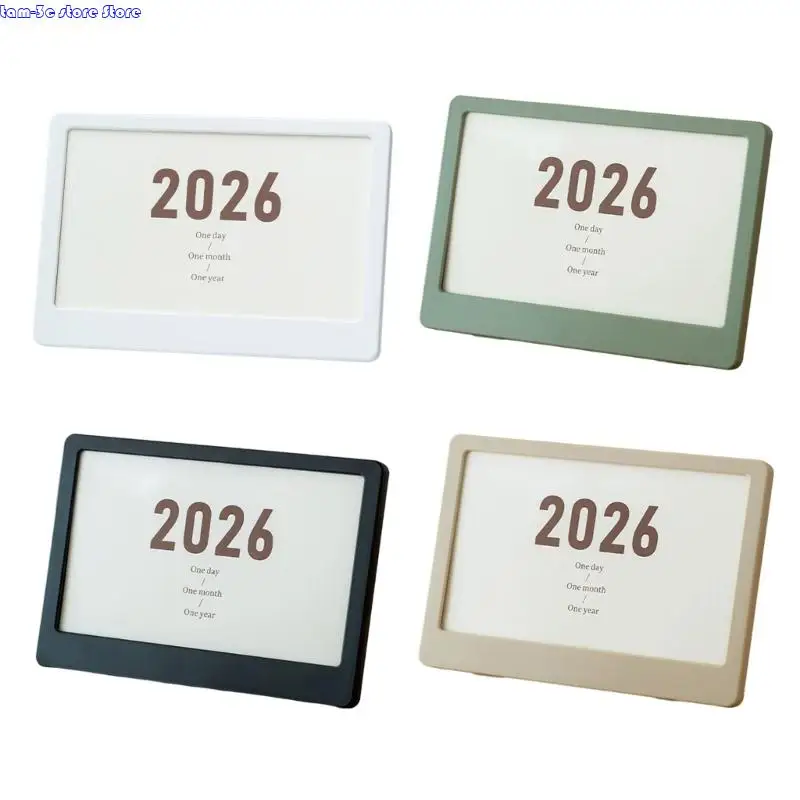 

D0UA 2026 Tiltable Plastic Calendar Display Stand With Integrated Photo Frame