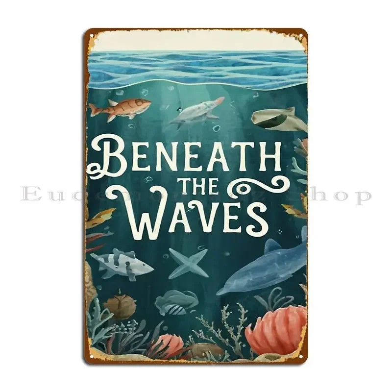 Aquatic Serenity The Ocean S Embrace Metal Sign Wall Mural Cave Printing Cinema Rusty Tin Sign Poster