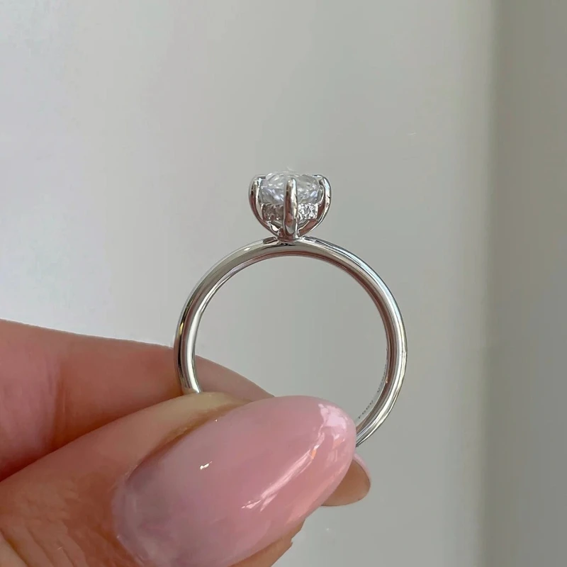 GRA 2CT ريال ماركيز مويسانيتي الماس خواتم الخطبة الزفاف للنساء 925 فضة فاخر الأحجار الكريمة غرامة مجوهرات