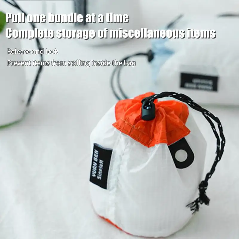 1pc Silicone Coated Nylon Drawstring Bag Waterproof Lightweight Travel Pouch for Camping Cosmetics Data Cable Storage