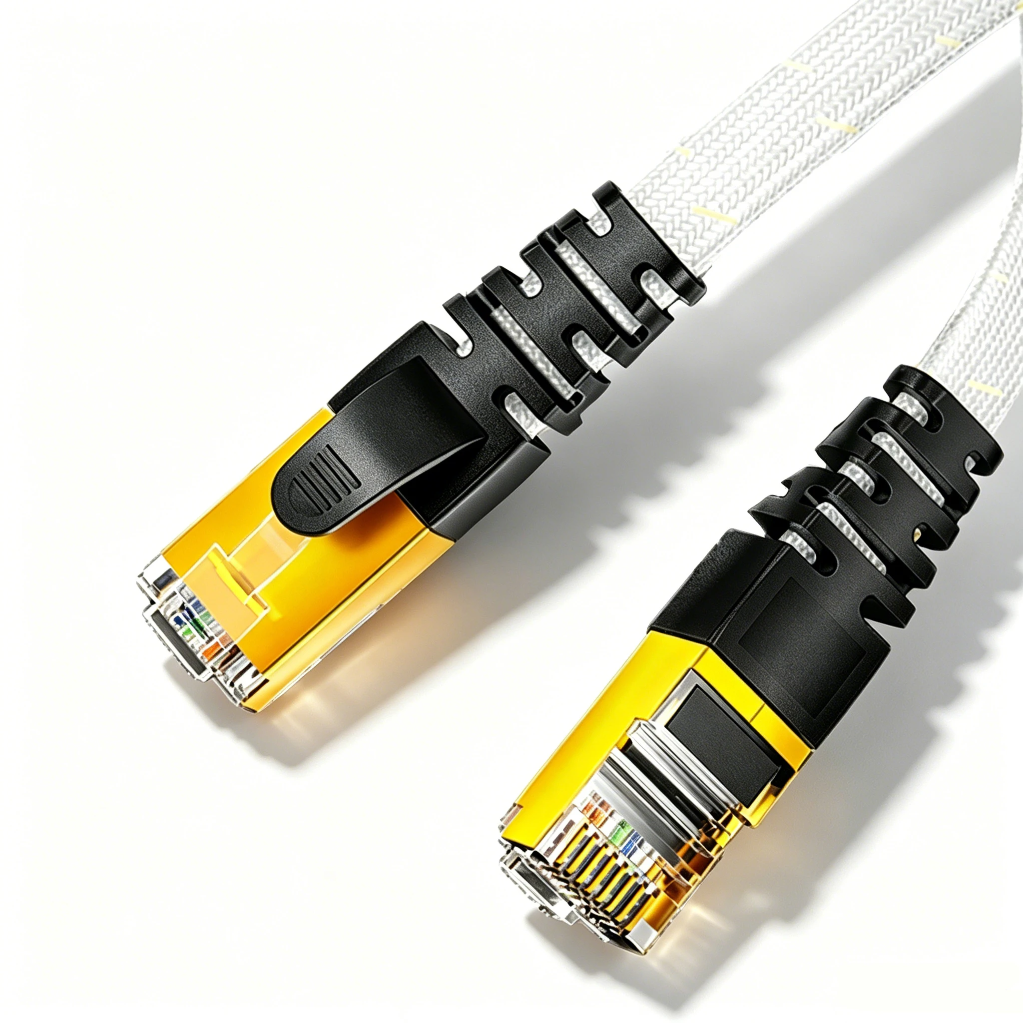 ROVLL Cat6A Flat Braided FTP Ethernet Cable RJ45 Network LAN Patch Cord 10Gbps Shielded Cable for Router PC Laptop PS5 Xbox
