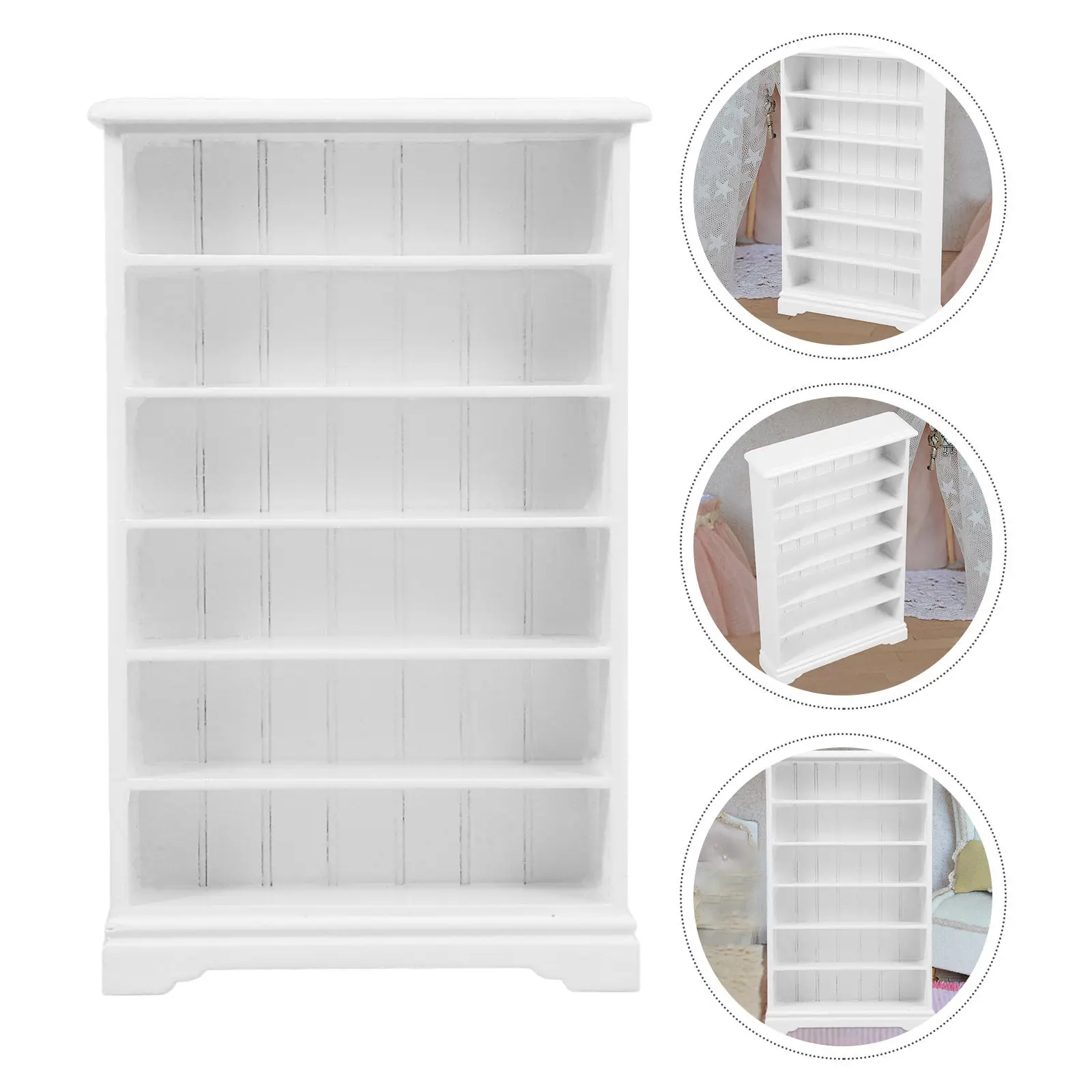 

Wooden 1:12 Scale 6-Layer Bookshelf Miniature Furniture Accessory Dollhouse Storage Cabinet Bookcase Decoration