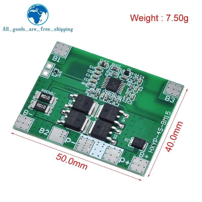 TZT 4S 12.8V 14.4V 16.8V Lifepo4 Li-ion Lithium Battery Protection Board 18650 BMS 14A limit 20A PCB 4 Cell Pack PCM 3.2V 3.7V