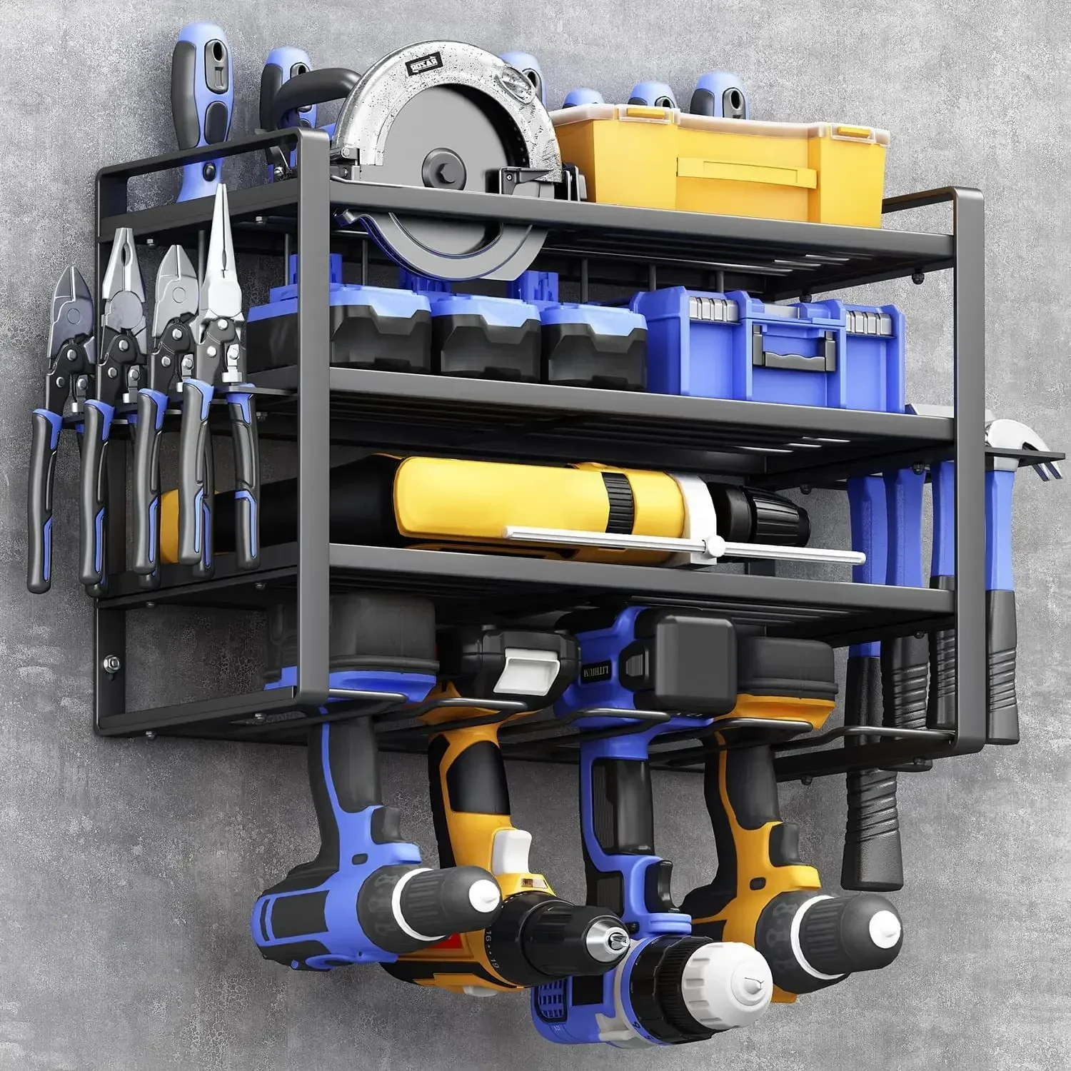 

Four-layer Wall-mounted Power Tool Storage Rack Heavy Duty Floating Tool Rack Handheld Electric Drill Storage Rack