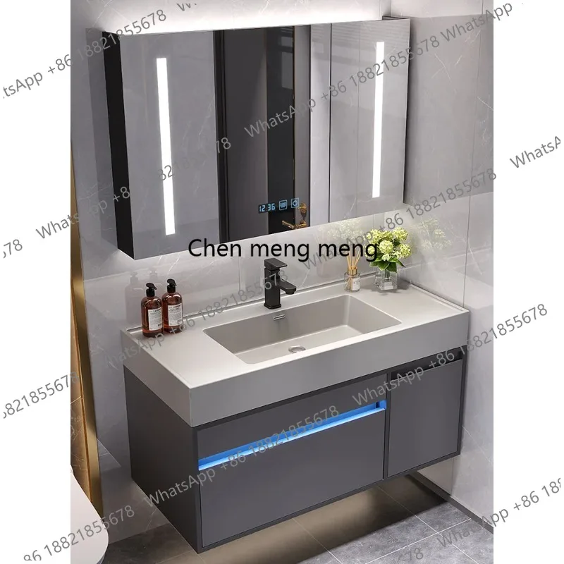 Scandinavian Style Intelligent Induction Bathroom Cabinet with Modern Storage Space Luxury Wall-Mounted Floating Design