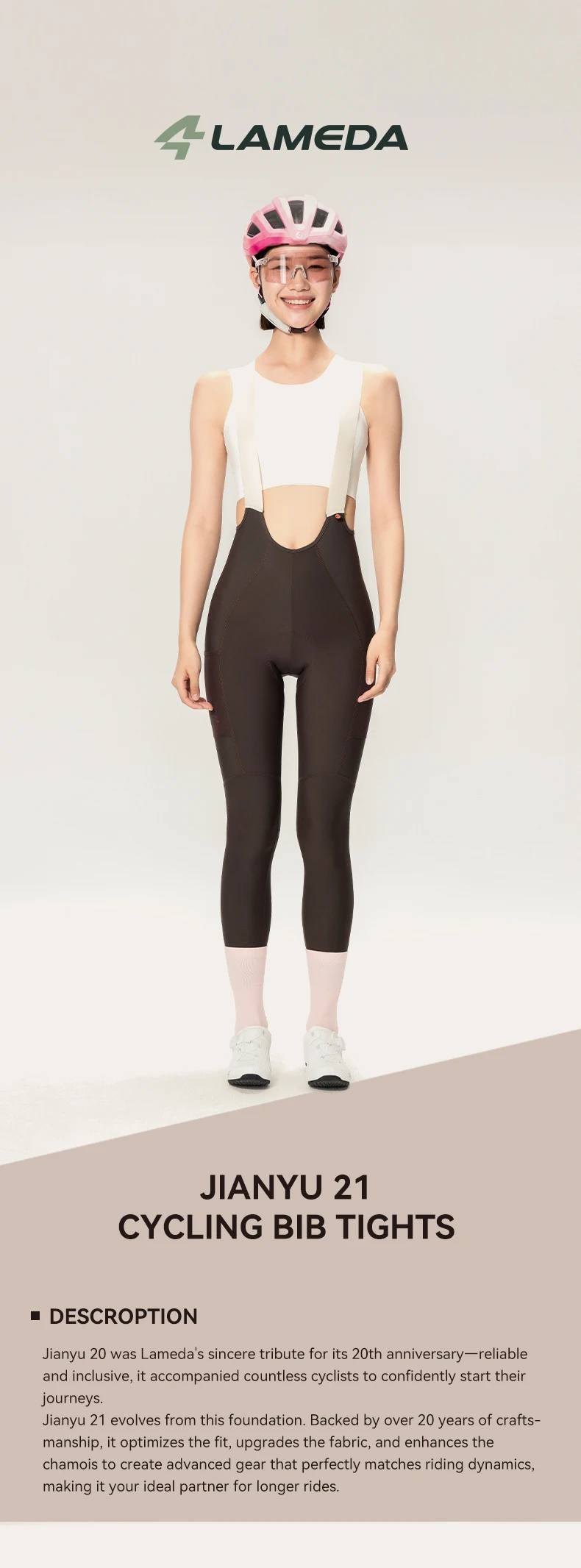 LAMEDA New Women Spring Summer Bib Long Pants with Double Elastic Interface Pad Road Bike Cycling Trousers with Breathable Mesh