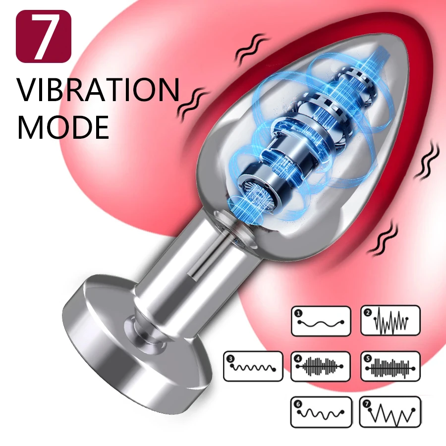 7 Speed Metal Anal Plug Vibrator Set Annals Femme Butt Plug Vibration Dildo Wireless Remote Control Sex toy For Men Women