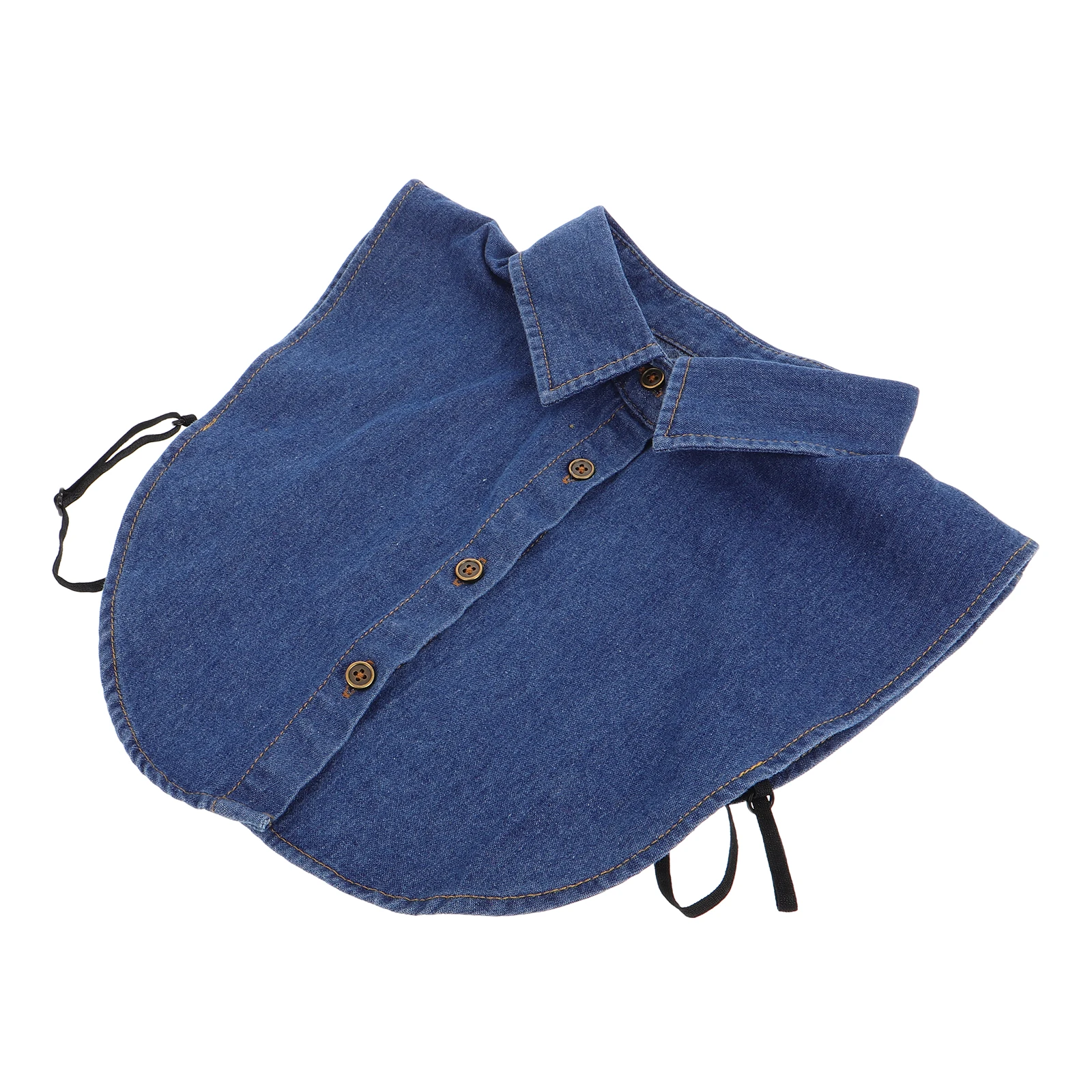 قميص نصف قميص من قماش الدنيم بياقة ديكي قابلة للفصل للنساء بلوزة كاجوال بطبقات إكسسوار أنيق ومتعدد الاستخدامات #1