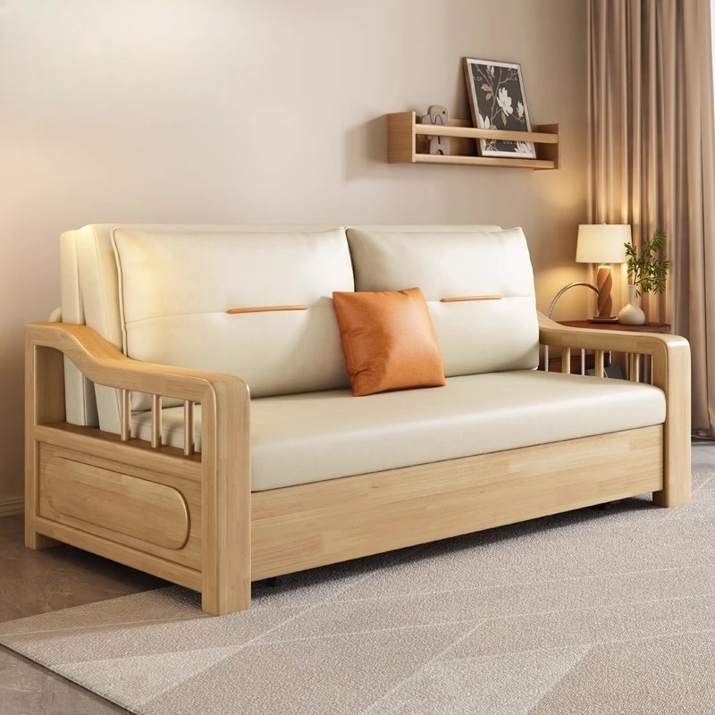 

Electric solid wood sofa bed folding dual-purpose N small apartment sofa bed multi-functional