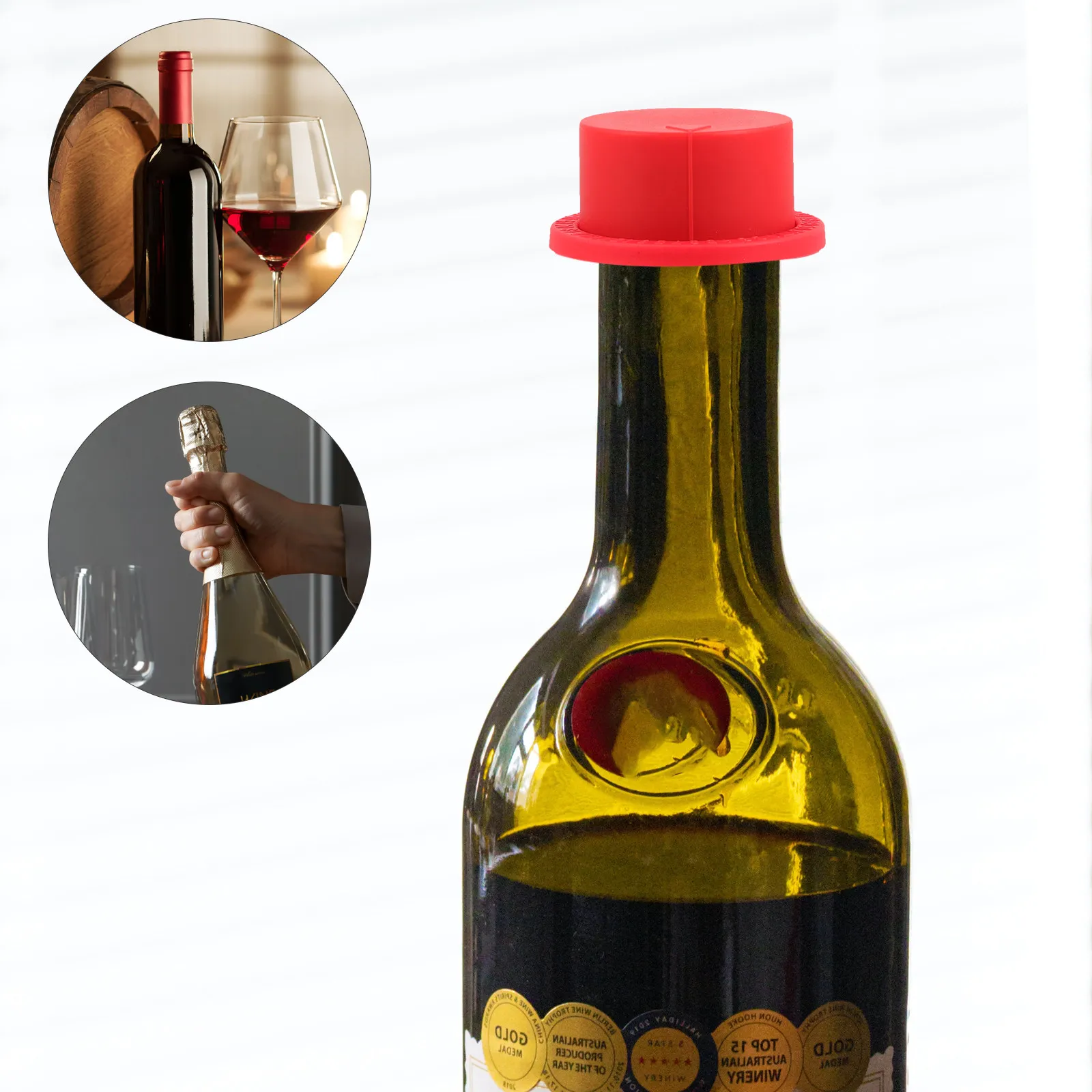 

Push Type Airtight Bottle Plug for Glass Bottles Beer Wine Sparkling Drinks Sealer Carbonated Beverage Stopper Reusable Round