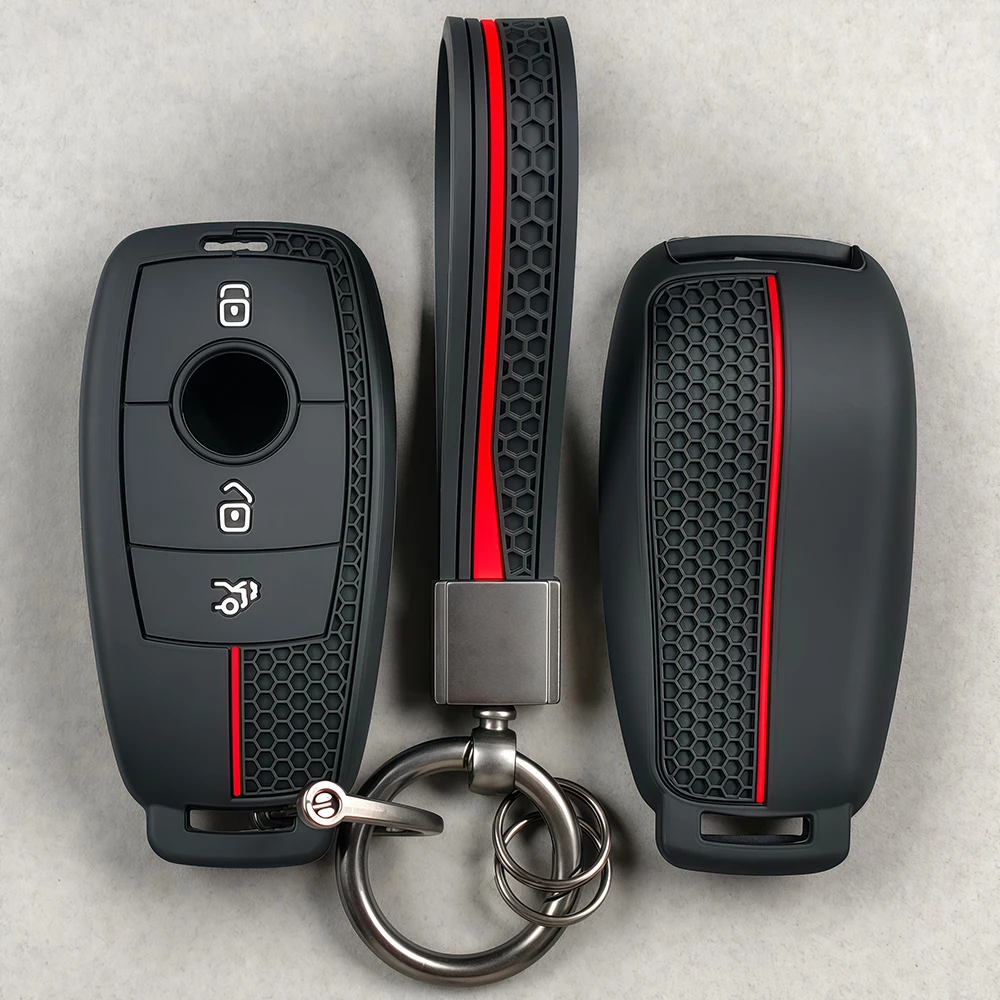 3 Buttons Soft Key Case Fob For Mercedes Benz A C E S G Class GLC CLE CLA W177 W205 W213 W222 X167 AMG Car Remote Key Cover