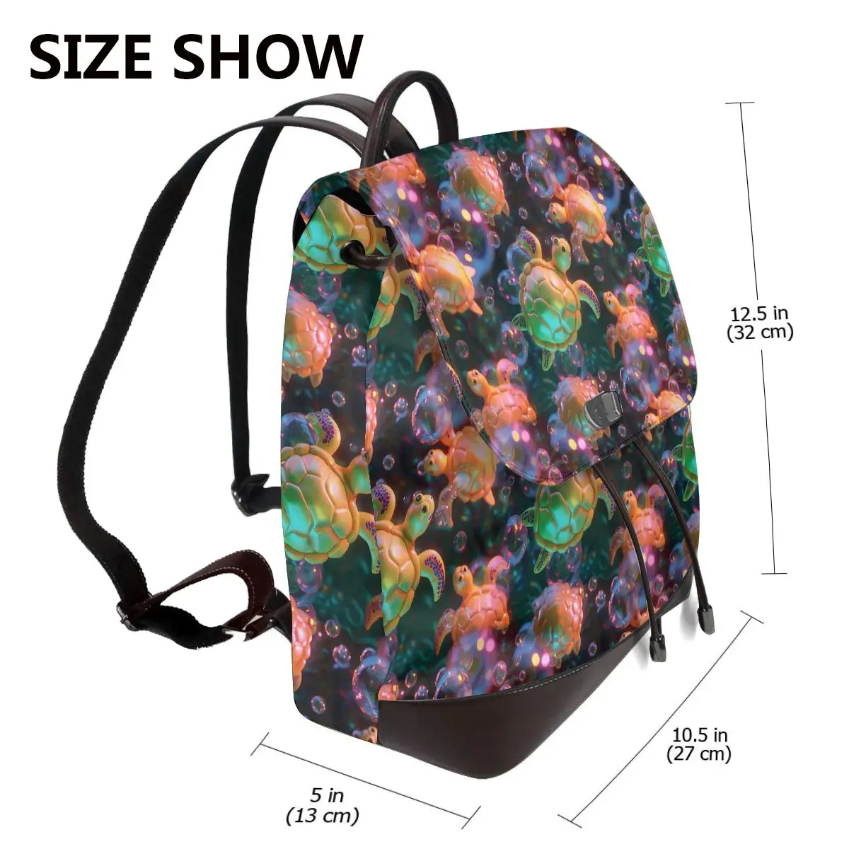 거북이 거품 반짝 이는 3D 패턴 새로운 핫 여성 배낭 디자이너 고품질 가죽 간단한 패션 대용량 배낭