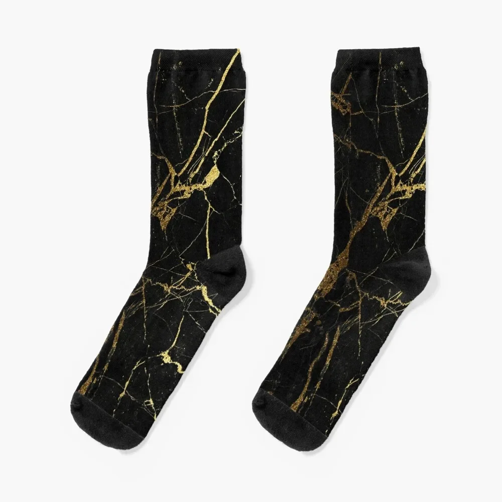 

Black and gold Marble | Texture Socks warm winter anti slip football Socks For Men Women's