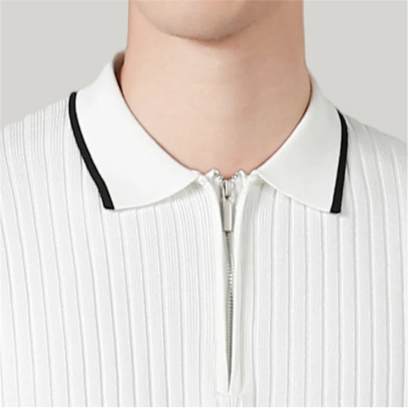 

Вискозные полиэстеровые рубашки поло на молнии для мужчин с коротким рукавом, вязаные летние высококачественные мягкие удобные эластичные рубашки Camisas De Hombre