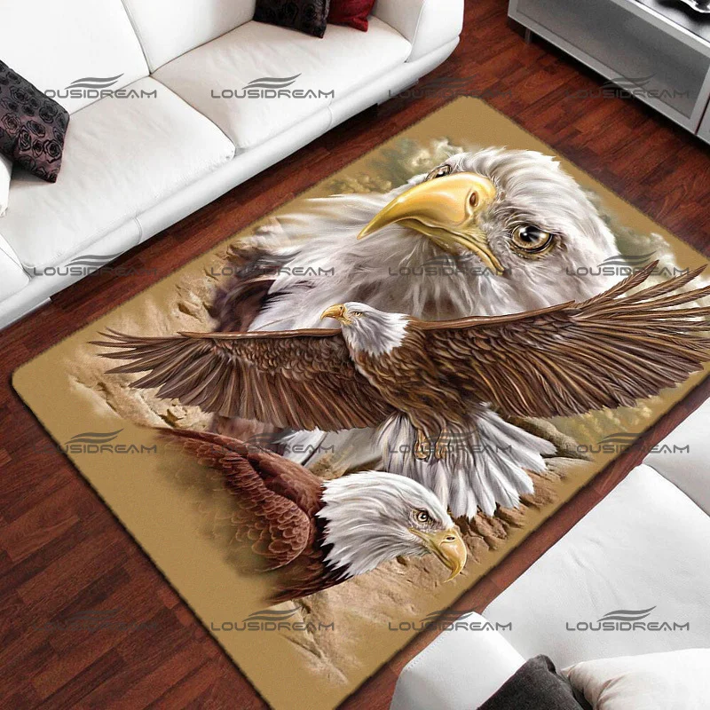 

Square Flannel Eagle Carpet Beautiful Bald Eagle Pattern Rugs Modern Home Living Room Floor Mats Bedroom Carpet