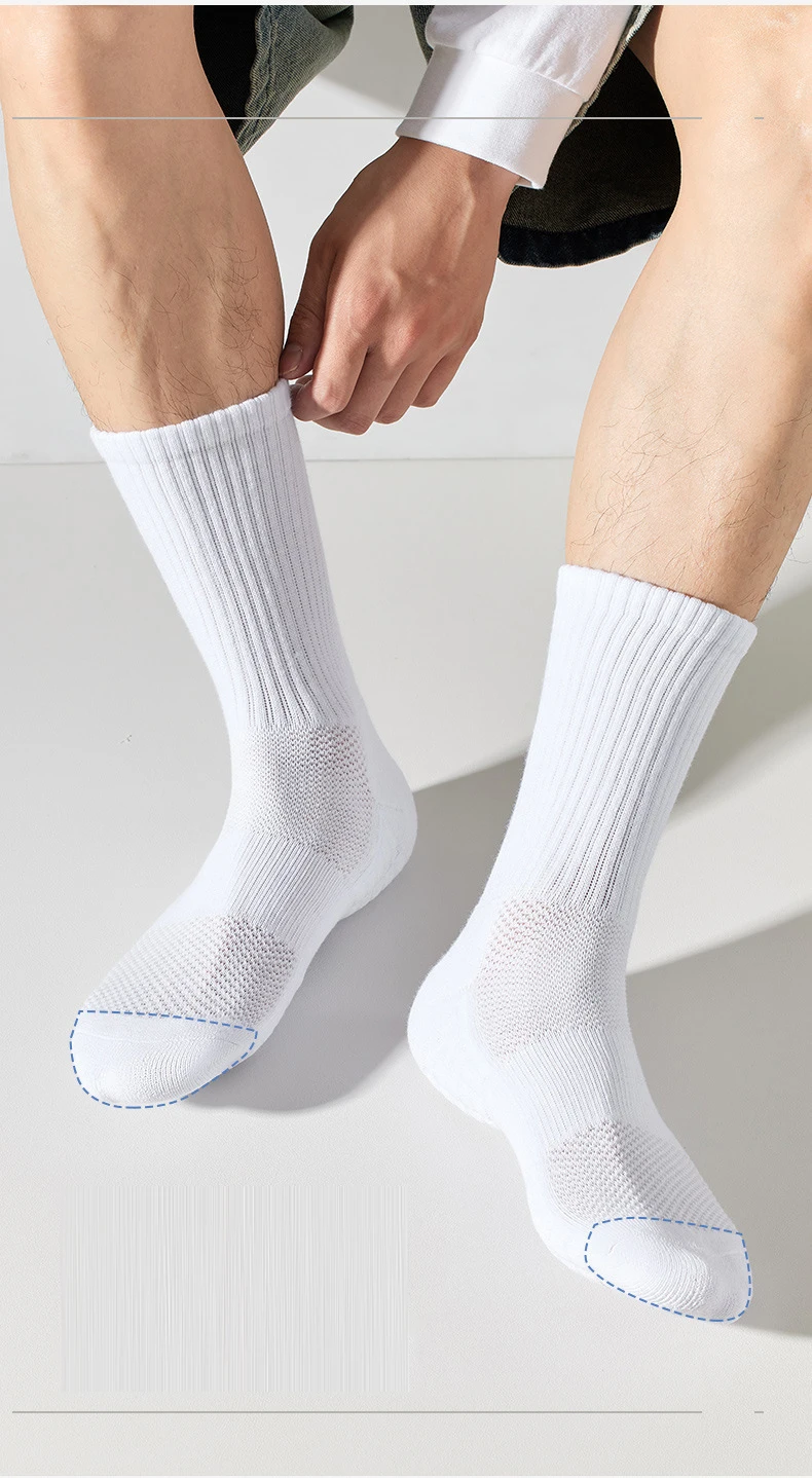 

3 Pairs Solid Color Round Neck Socks Spring Summer Sweat Absorbing Breathable Soft Comfortable Couple Sports Socks