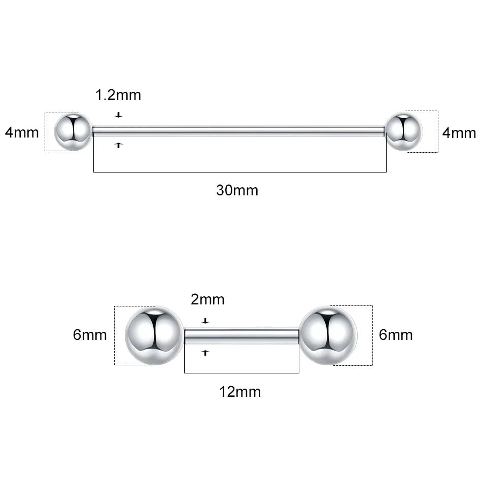 1/10 Stück Externer/Interner Gewinde-Piercing-Schmuck aus G23 Titan, 14G 16G, langer Industrial Barbell Ring, Zungenpiercing, sexy Barbell – Detail 3