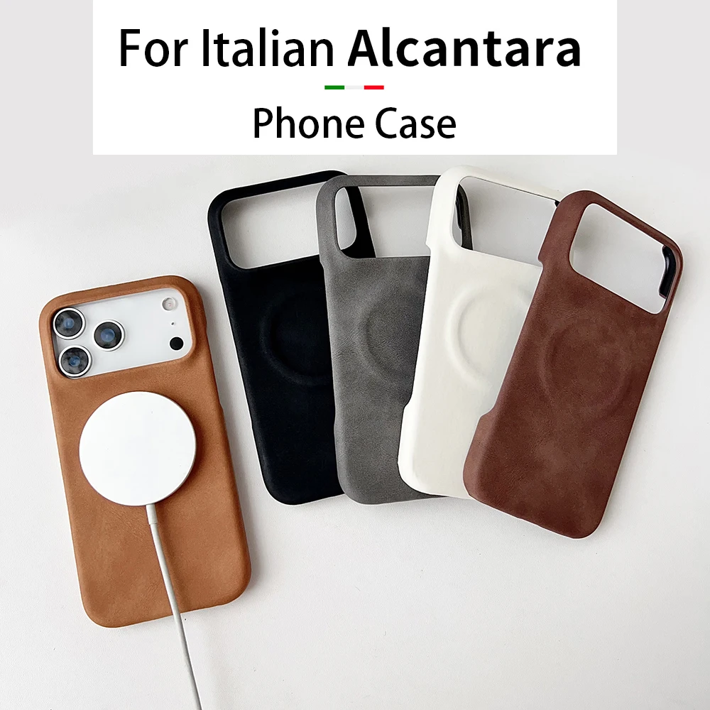 Luxury For ALCANTARA Suede Leather of Italian Supercar Magnetic Phone Case For iPhone 17 16 15 14 Pro Max Cover With Gift Box
